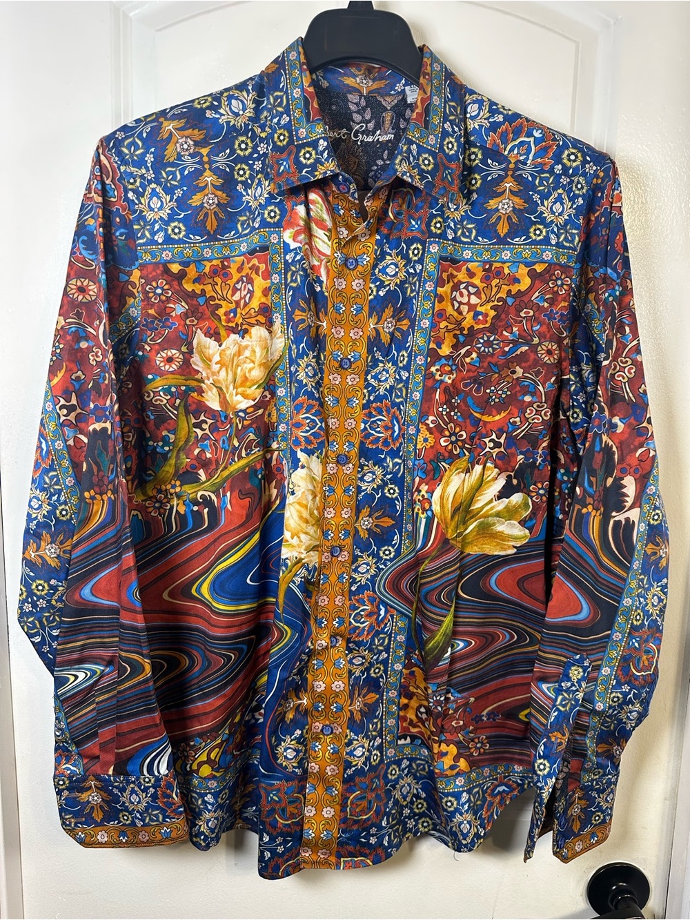 Robert Graham "Killington" Long Sleeve Psychedelic Wave Motif Men’s XL